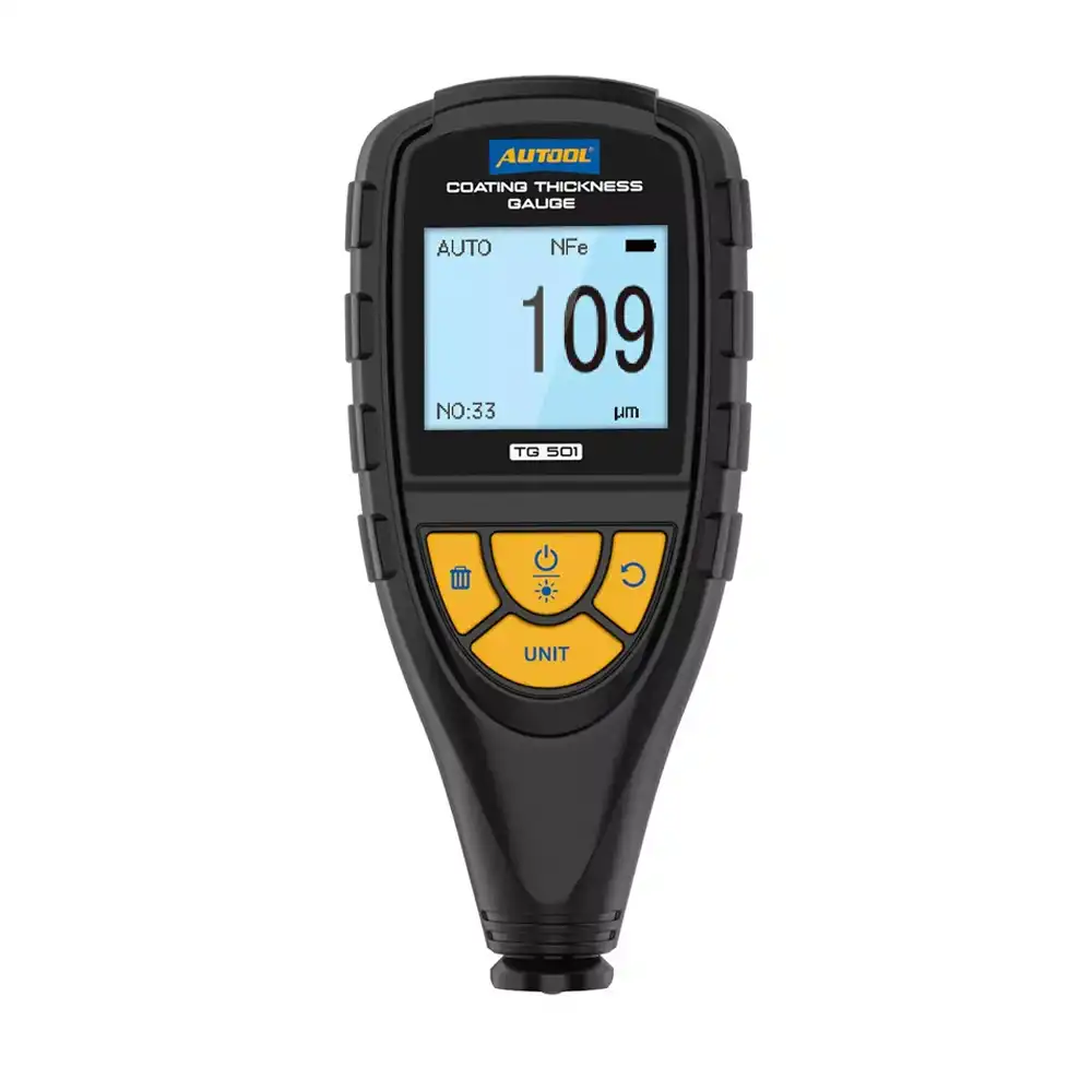 جهاز قياس سماكة طلاء السيارات الرقمي للفحص AUTOOL TG501 (تعرف تلقائي حديد Fe وألمنيوم NFe · 0-1500 ميكرون · دقة 0.1 ميكرون)